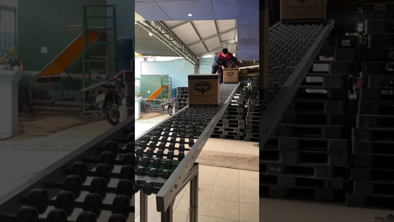 Thang lăn hàng bánh xe nhựa, giải pháp xếp dỡ hàng hoá nhanh chóng cho kho hàng, nhà xe,…