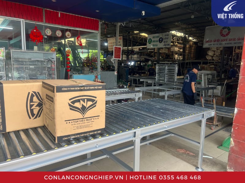 Dàn con lăn tự do vận chuyển thùng carton