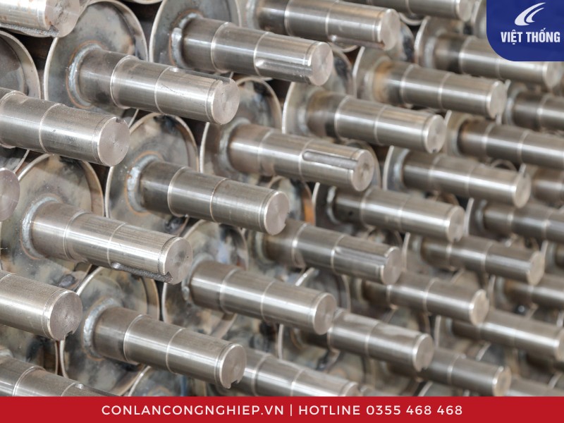 Rãnh then trên đầu trục con lăn