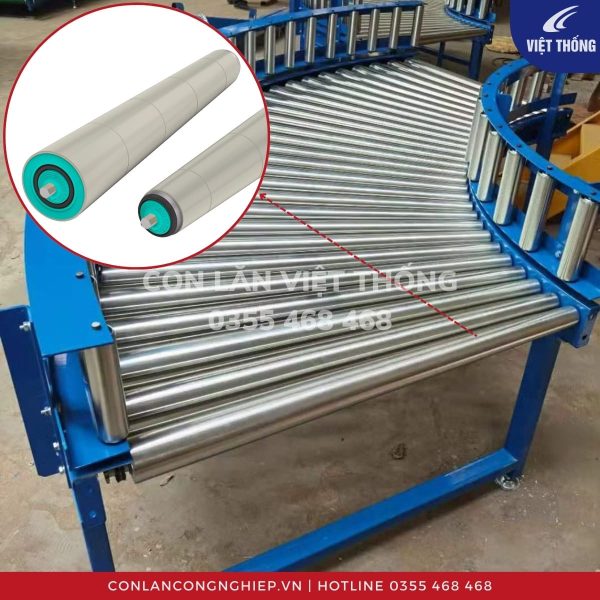 Con lăn côn cho băng tải cong